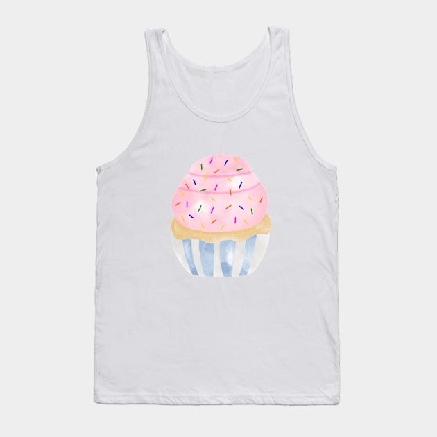 Watercolor cupcake Tank Top by MutchiDesign